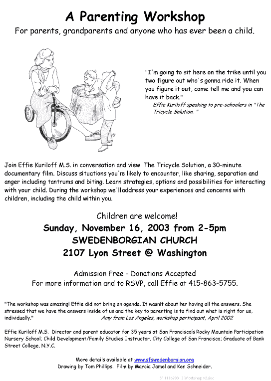 Poster, Parenting Workshop.