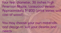 Table of maple/lacewood approx. $500.